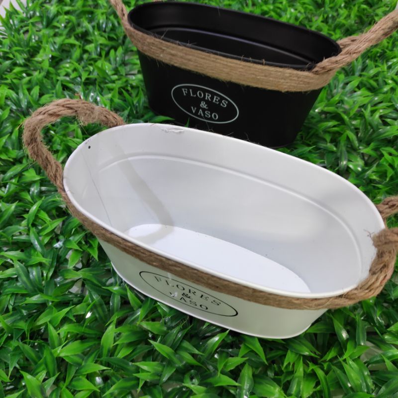 Floreira decorativa 22cm  Preta/ Branca/Cachepot / Vaso /Flores /Artificial /arranjos/jardineira