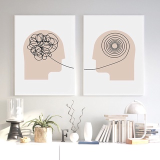 quadro decorativo 2 peças clínica psicologia mente fio abstrato decoração em Oferta na Shopee