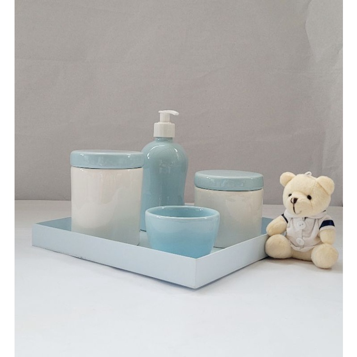 Kit Higiene Bebê Porcelana Azul Bebê Band 25x25 Azul