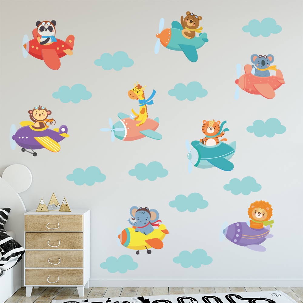 Adesivo de Parede Infantil Safari Avião Quarto Menino Bebe - 140ir em Oferta na Shopee