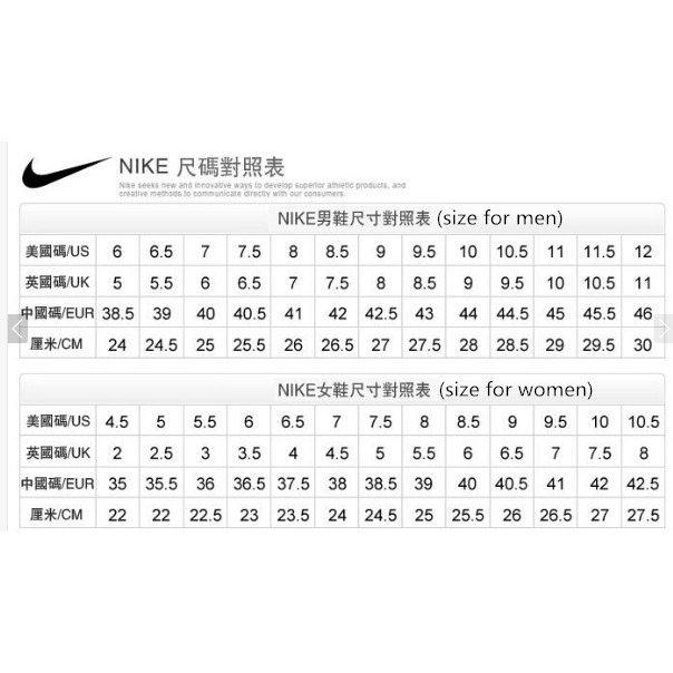 nike us 11 in cm