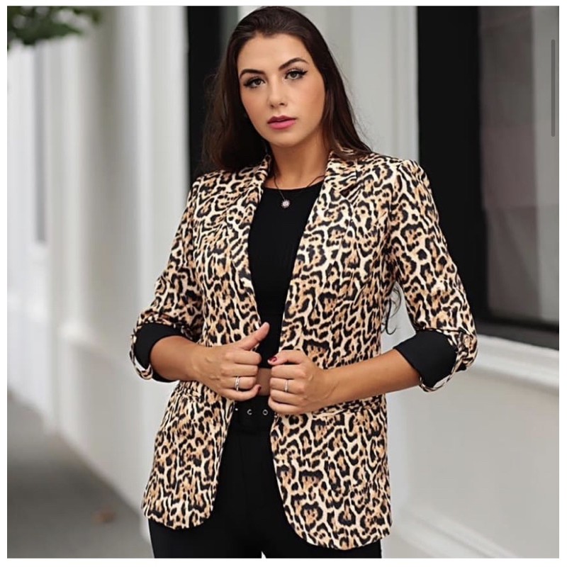 blazer alfaiataria animal print tamanho m