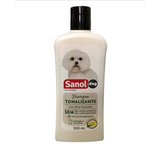 Shampoo Cachorro Gato Pelos Claros Sanol Dog Tonalizante Clareador Brilho Fragrância Agradável 500ml