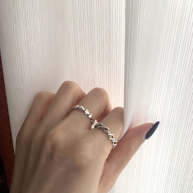 [Vvv Home] Anel Geométrico Irregular Aberto Temperamento Coreano ins Trendy Fashion Retro Time Hollow Diamond Ring Fêmea