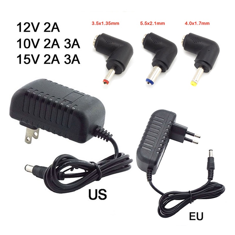 Adaptador De Roteador De Fonte De Alimentação 110V-220V AC Para DC 2A 3A 10V 12V 15V Conector De Ângulo Reto Carregador