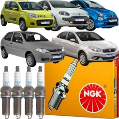 Jogo de Vela Original NGK Fiat 500 1.4 8V 2010 á 2019 Fiorino Grand Siena Palio Punto Strada Uno