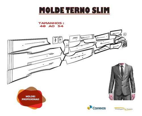 Molde De Terno Slim, Terno e Calça, Modelagem&Diversos, tamanhos na descrição