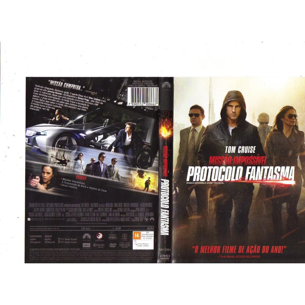 Dvd Missão Impossivel - Protocólo Fantasma, Cruise, Original