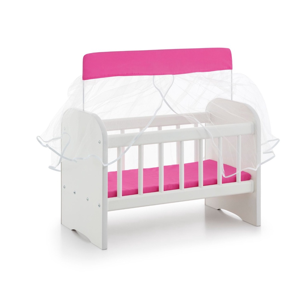 Berço de Boneca Ninar Pink Com Colchao e Mosquiteiro - Compmovel