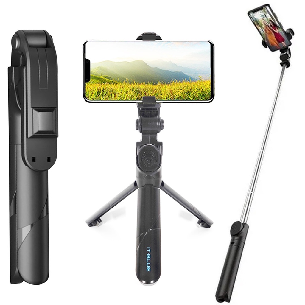 Bastão Pau de Selfie Suporte Tripé com Controle Bluetooth Extensor Base Estabilizadora para Celular Gravação Vídeo e Fotos