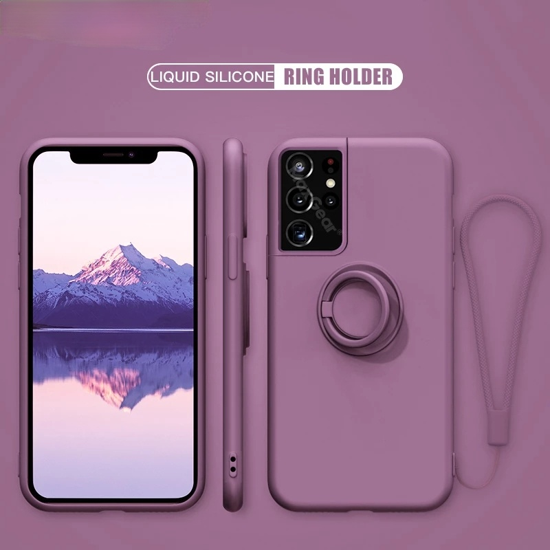 Magnetic Ring Holder Silicone Case For Samsung Galaxy Note 10 20 Plus Ultra Soft Liquid Cover