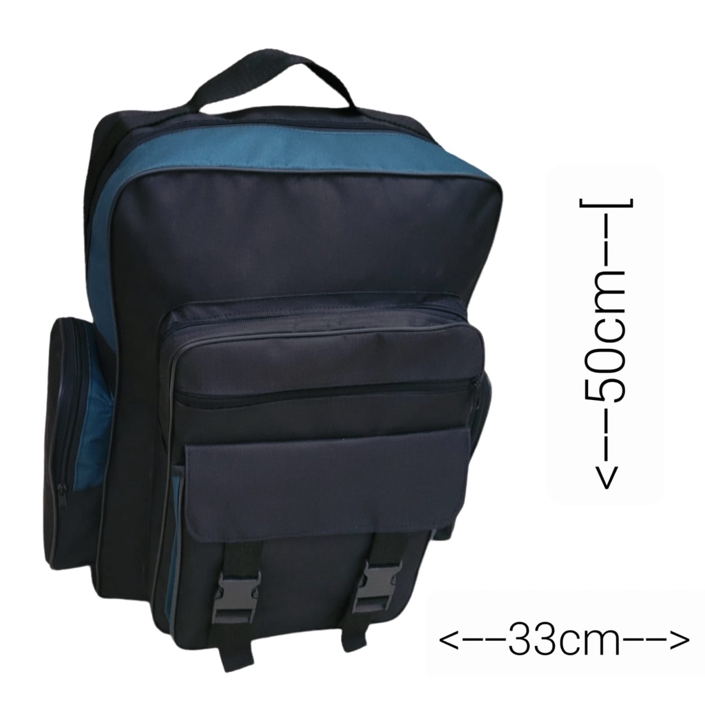 MOCHILA EXTRA GRANDE RESISTENTE G6 PRETO E AZUL PETRÓLEO ESCOLAR E PARA MOTOBOY