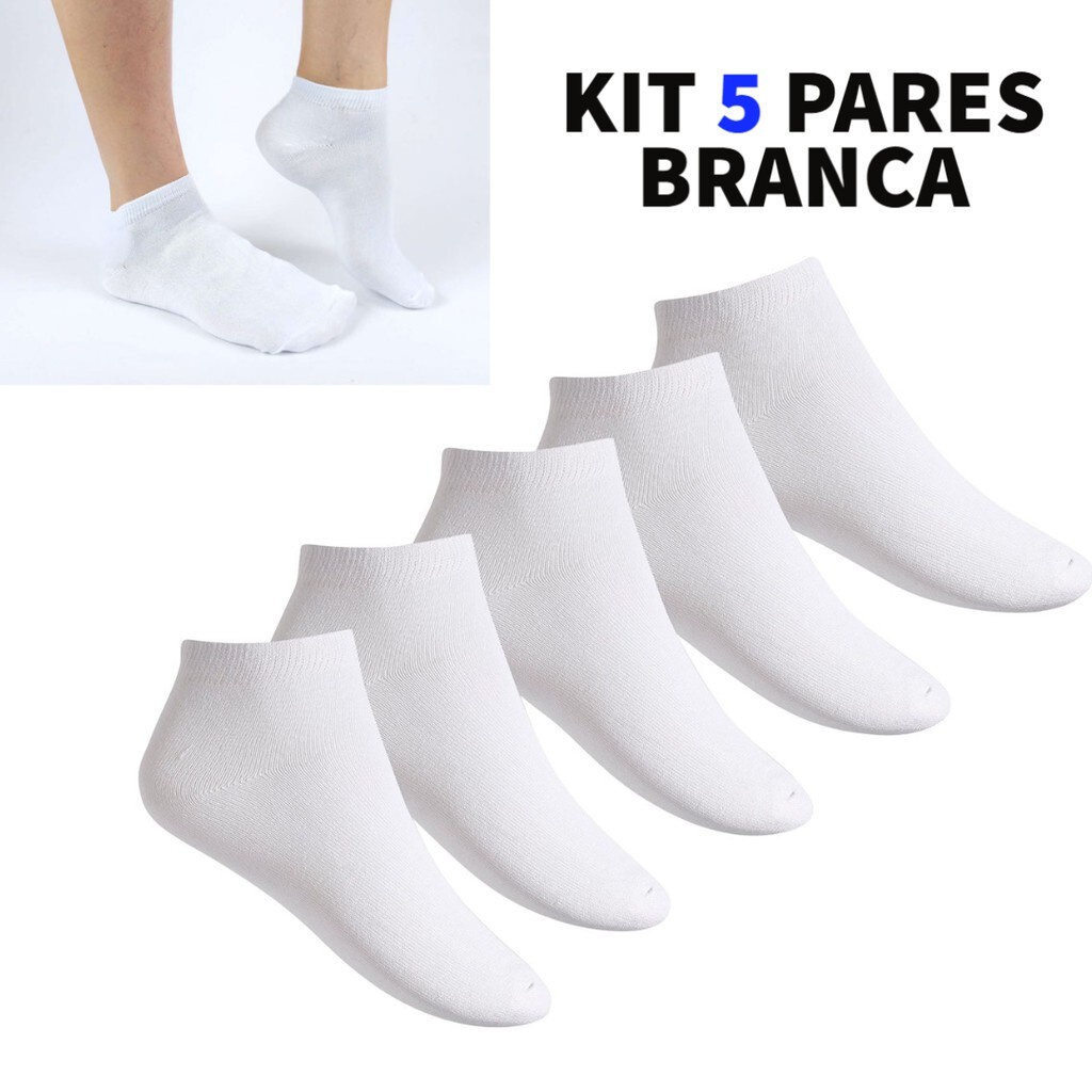 Kit 3 Pares Meia Branca Soquete Feminina ou Masculina Cano curto Algodão