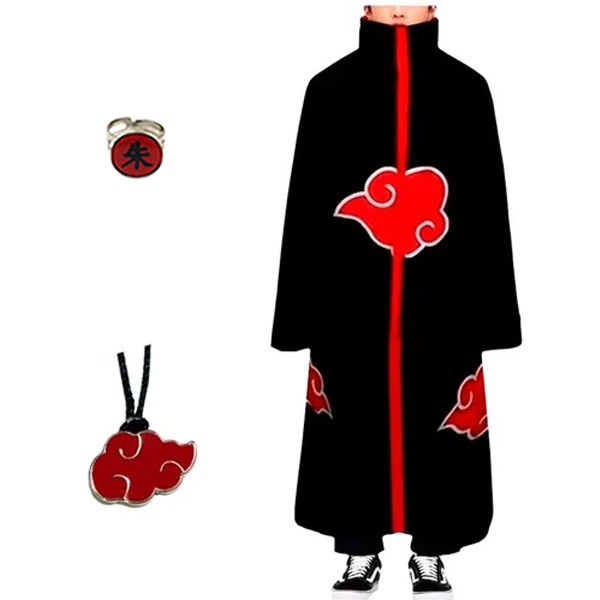 Roupa Naruto Akatsuki Infantil Colar Anel Akatsuki Itachi