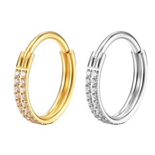 Piercing Argola Segmento Articulado Aço Cirúrgico PVD Zircônia 2 FILEIRAS