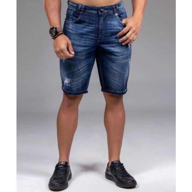 HIMIWAY Men's Jeans Shorts Ripped Distressed Denim Shorts With Broken Hole  Distressed Stretchy Jeans RippedLight shorts Fashion shorts Dark Blue XXL 