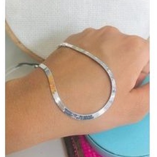 Pulseira laminada Lisa Aço inoxidável Banhado a prata