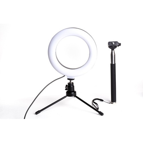 Led Ring Light  6 Polegadas Usb Com Tripé E Monopé Live