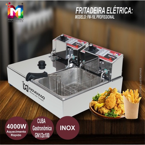 Fritadeira Elétrica Profissional 2c Fm-10l 220v  Inovamaq