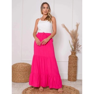 Saia longa liso/Saia babado liso/Saia viscose