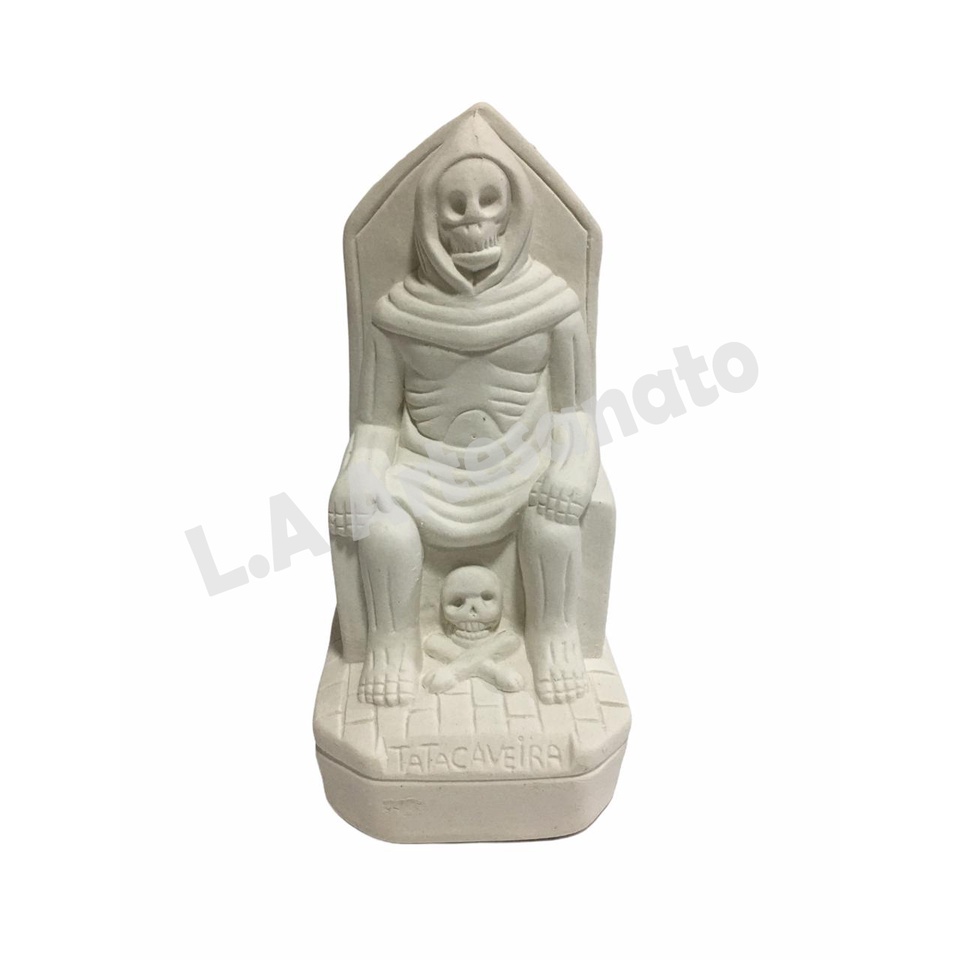 Imagem Exú Tata Caveira Em Gesso Cru 15 Cm Para Artesanato