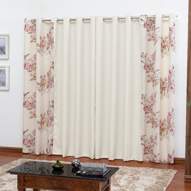 Cortina Florata 3,00m x 2,20m Estampada Parede Inteira, Sala, Quarto, Escritório, Decoração, Cozinha