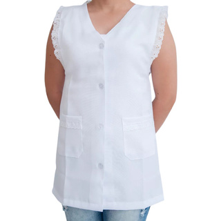 Jaleco Feminino Acinturado Sem Manga Cavado Com Renda Lese Promoção