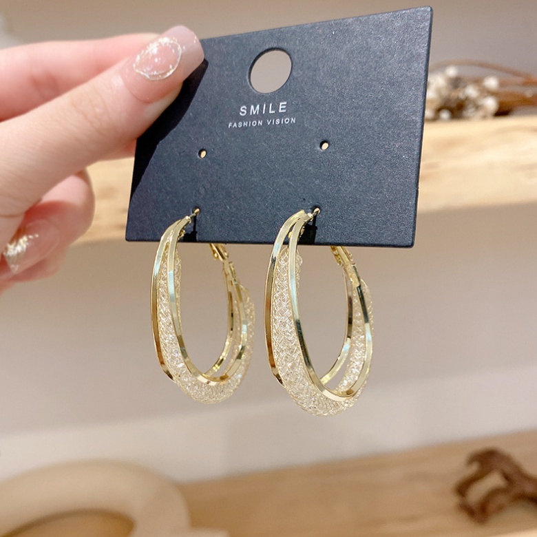 Brincos De Zircônio Oval De Malha Design Da Moda Jóias