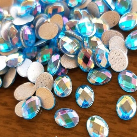 26 peças de oval lapidado 6x8 varias cores (pedrarias para adesivos e joias de unhas)