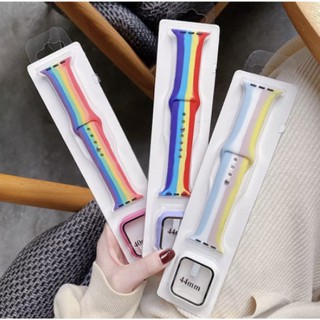 Miss Gold Pulseira Compatível Applewatch Arco Íris Lgbt Rosa Silicone