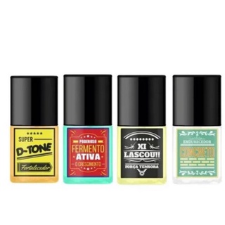 Kit unhas top beuty com 01 base Concreto, 01 base Fermento, 01 D-tone e 01 xi lascou