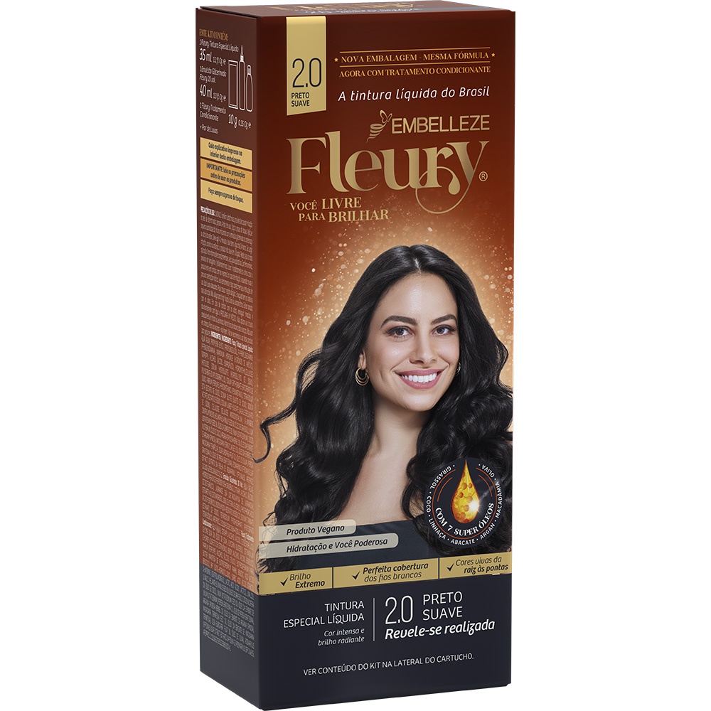 Tinta de cabelo fleury estrela realizada preto suave 2.0