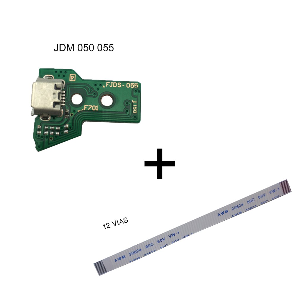 Kit Placa Usb Jds-055 JDM-050 + Cabo Flat 12 Vias Para Controle PS4