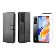 Kit 2X1 Xiaomi Redmi Note 11 4G / Note 11S - Capa Carteira Couro + Película Frontal em Ceramica 9D em Oferta na Shopee