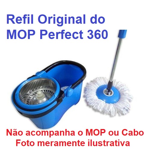 Refil Microfibra 16cm Perfect Pro e Mop Giratorio Move 360 Universal Limpeza Esfregão 972231