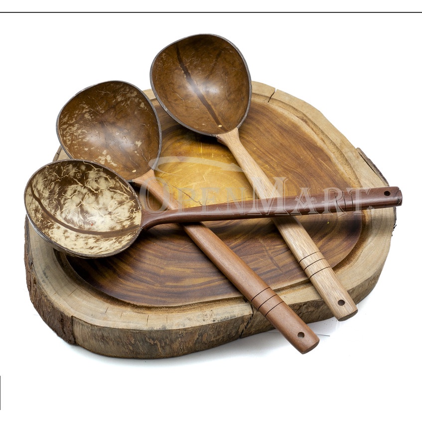 Concha De Coco Pupunha Com Cabo Madeira Cozinha