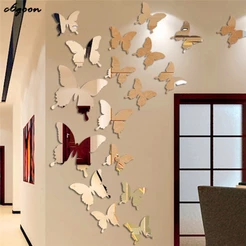 Conjunto De 12 Espelho Revestido 3D Adesivos De Parede Borboleta Usado Para Decorar Quarto De Bebê