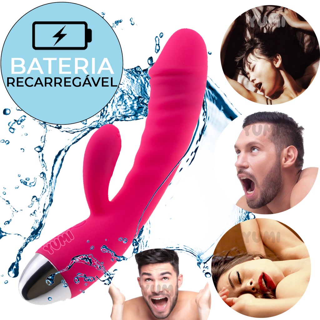 Vibrador Pênis RECARREGÁVEL - USB - 12 Modos de Vibração Aveludado  Massageador de Clítoris 20 CM Qualidade Premium - Escorrega o Preço