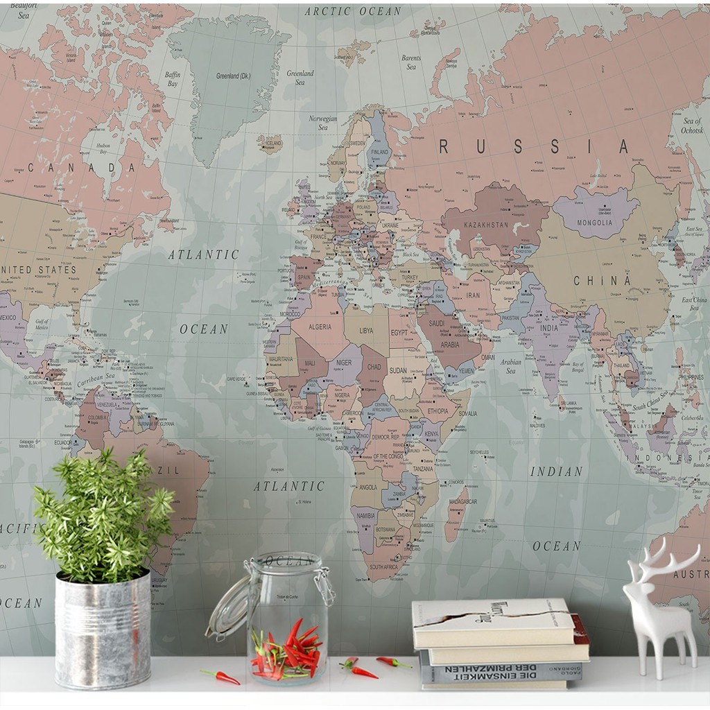 Papel De Parede Foto Mural Mapa Mundi Mundo 300 X 300 Shopee Brasil 9261