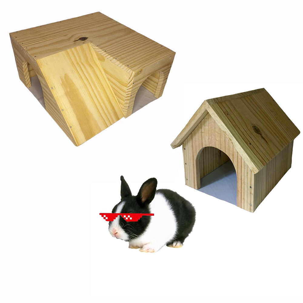 Toca Casinha De Madeira Pinus Para Mini Coelho Chinchila