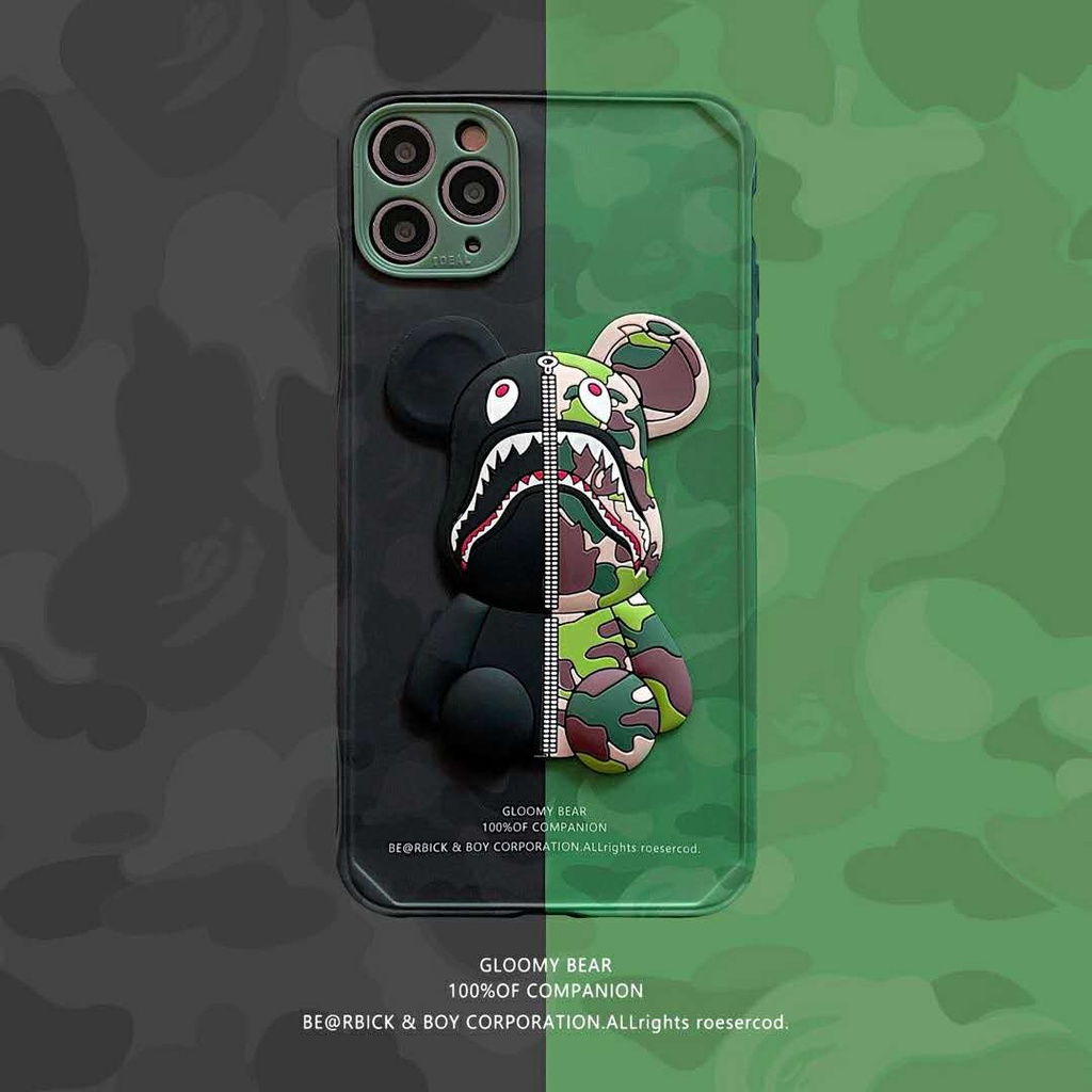 IPhone 13 12 / 11 Pro Max X XS MAX XR SE2 7 8 Plus 3D BAPE x BearBrick  Phone Soft Case Cover | Shopee Brasil