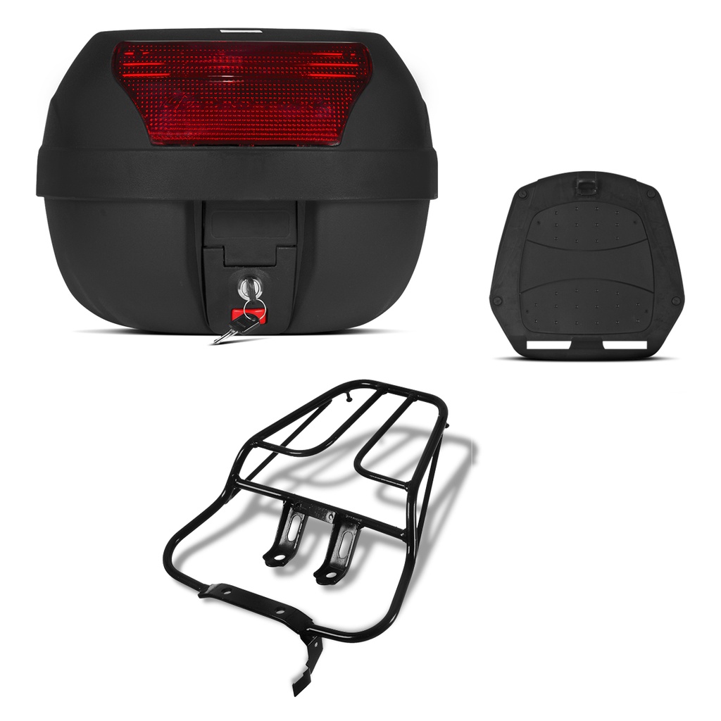 Bau De Moto 28 Litros Pro Tork + Bagageiro Titan 150 2004/08 em Oferta na Shopee