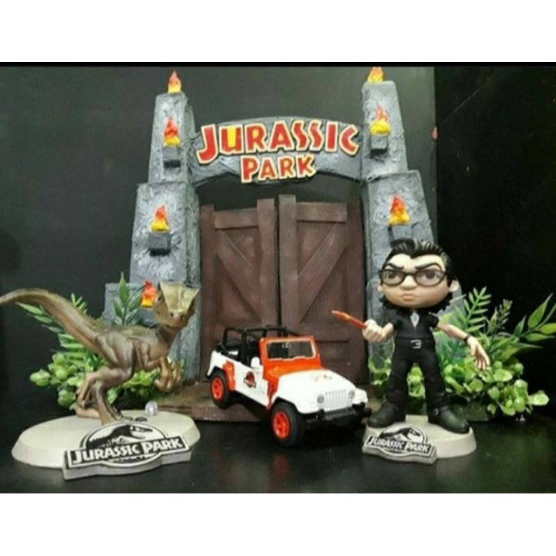 Portão Jurassic Park Diorama Portal Jurassic Park para Funko Pop e Mini Co SEM LED 37cm de Altura