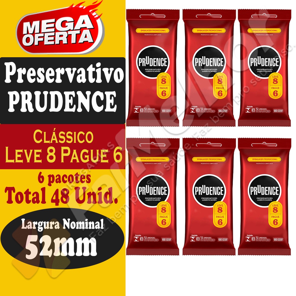 Kit camisinha preservativo prudence efeito retardante 2 un leve 8 pague