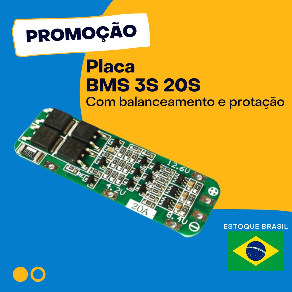 Placa Proteção Carga Bateria Lítio 18650 3s 20a Bms