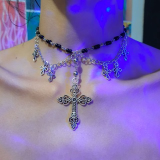 Choker / Gótico / Punk Rock / Egirl / Soft / Y2k / Aesthetic / Acessórios / Alternativos / Goth Dark / Gargantilha Regulável / Ghotic / Kpop / Cosplay / Lolita Kawaii / Corrente / Coleira / Pingente Cruz Feminino / Geek / Grunge / Cottagecore