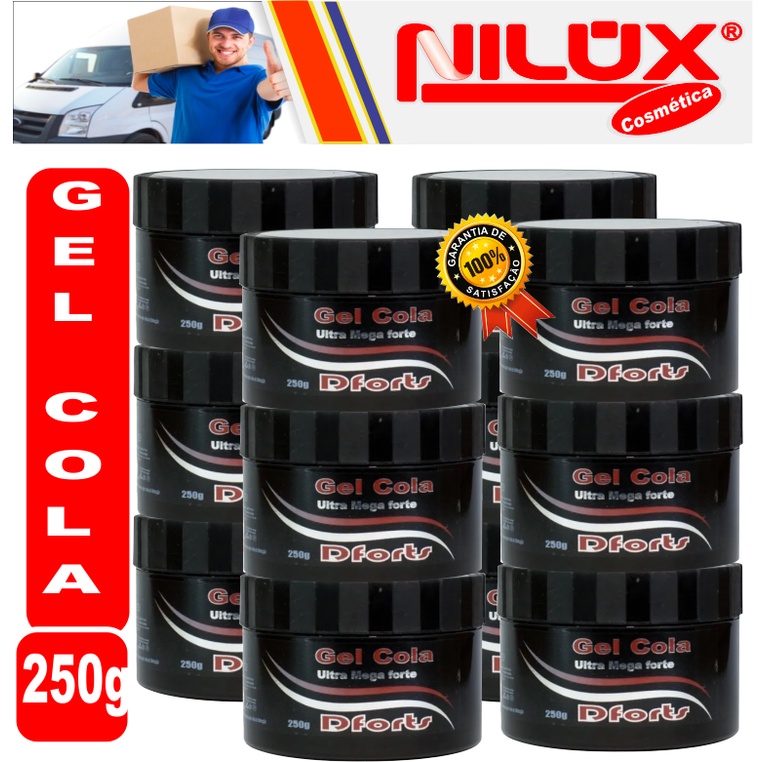 Kit 12 Gel Cola Ultra Mega Fort Dforts 250g indicado para todos os tipos de cabelos