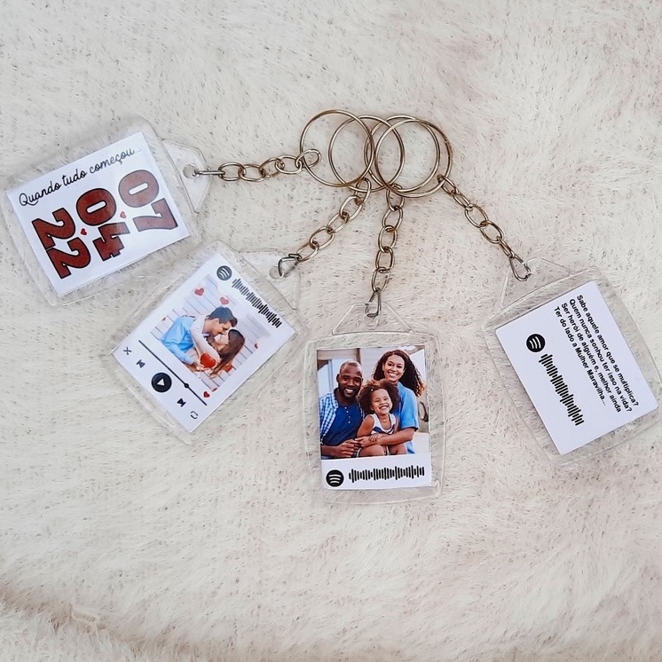 Chaveiro Personalizado com Foto Spotify musica, QRCode, Acrilico chaveiro 3x4 presente namorados esposa marido mãe pai