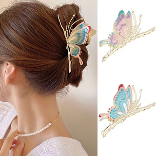Clip De Cabelo Borboleta Pintado Elegante Temperamento Metal Agarrar Acessórios