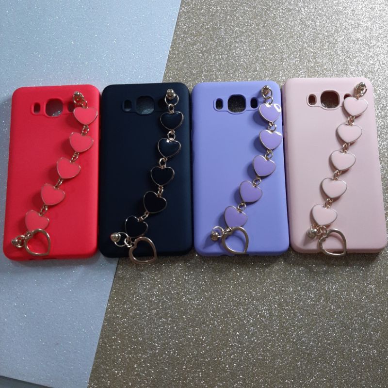 J7 Metal Capinha Capa Case Aveludada Com Corrente Coração para Celular Samsung J7 2016 Metal